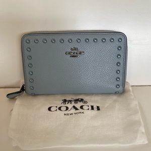 Coach Pebbled Leather Zip Around Wallet